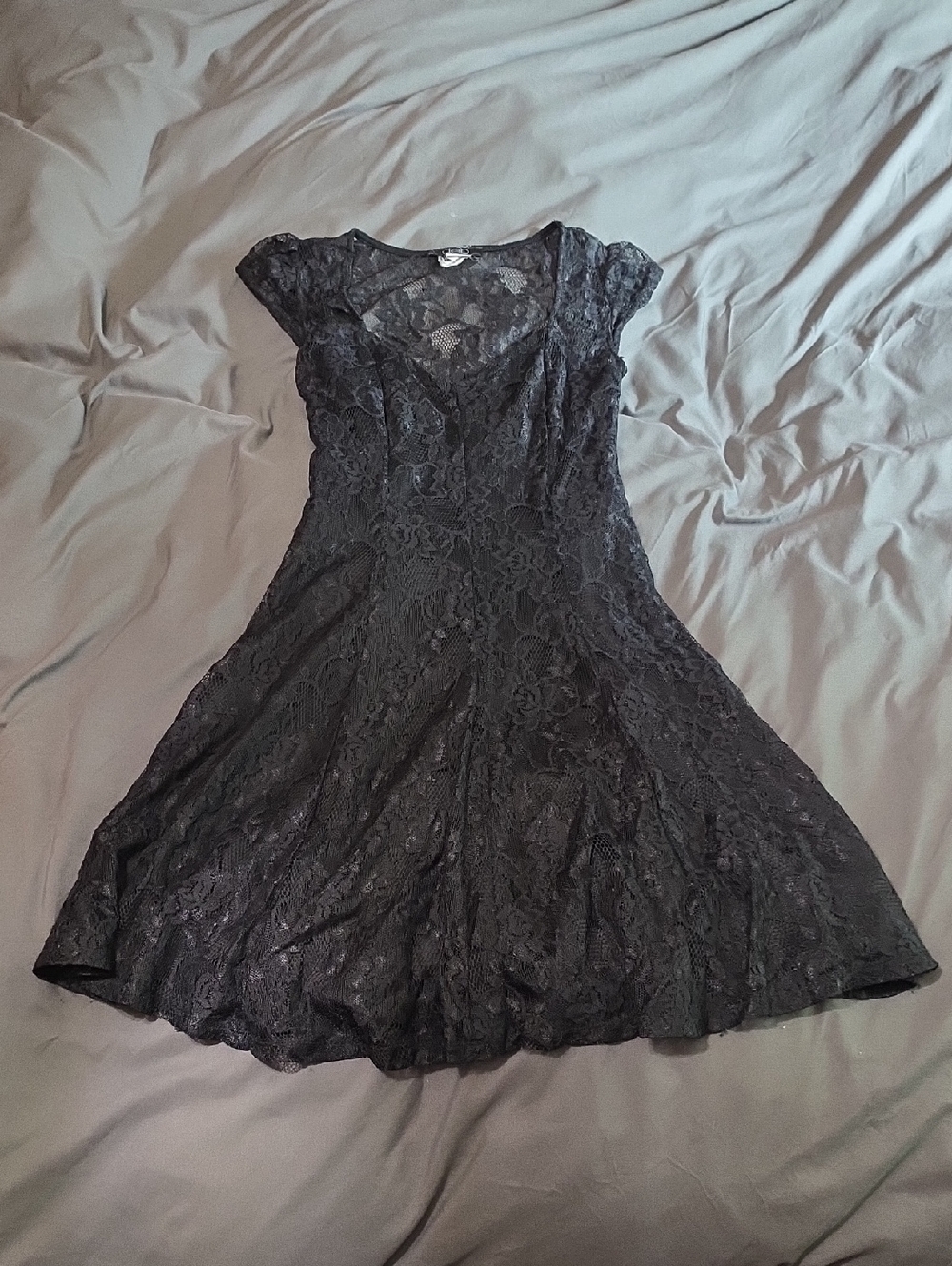 Deb Black Lace Fit-and-Flare Mini Dress
